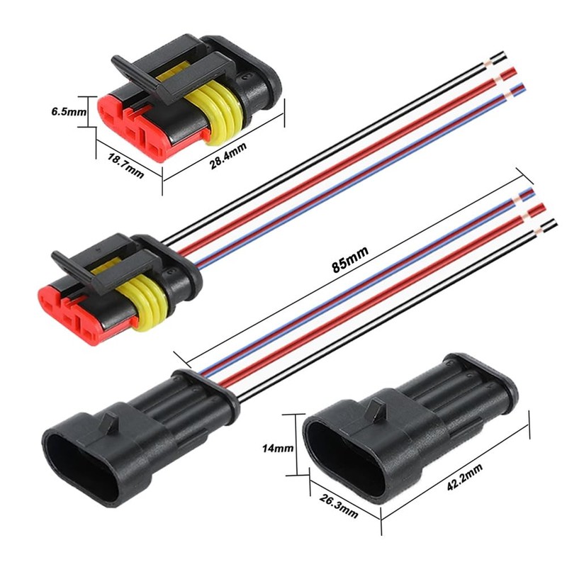 Aiqeer 3 Set 3 Pin Car Waterproof Electrical Wire Connectors