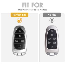 WORCAS Smart 5 Button Key Fob Cover Case Compatible with Hyundai 2019-2024 Sonata Sanata Fe Tucson Palisad(Quicksand-Silver)