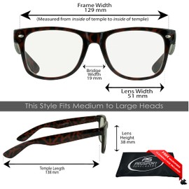 proSPORT Vintage Retro Inspired Reading Glasses +2.25 Black and Tortoise Frame Full Lens Reader for Men and Women