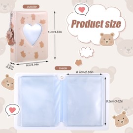 40 Pockets Mini Photo Album, Kpop Photocard Binder Holder, Photo Card Holder, Photo Album for 3 Inch Photo Paper, Photo Card Holder, Storage Photo Album for Inserting, Love Heart Photo Sleeves (Brown)
