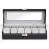 NEX 6 Slot Leather Watch Box Display Case Organizer Glass
