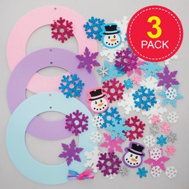 Baker Ross FE870 Snowflakes Foam Wreath Craft Set - Pack of 3, Festive Creative Sets and Craft Supplies for Crafts and Decorating at Christmas Time, Foam Rubber Craft Sets for Children