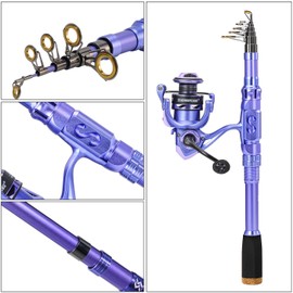 Sougayilang Fishing Rod and Reel Combos Carbon Fiber Telescopic Fishing Pole with Smooth Reel Combo Saltwater Freshwater Kit for Travel Fishing 2.1