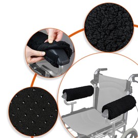 HERCHR Wheelchair Armrest Cover, Wheelchair Armrest Comfort Covers 1 Pair Removable Wheelchair Armrest Pad for Office Transport Chair