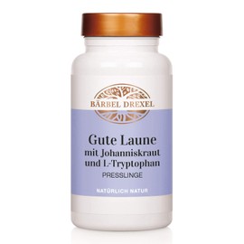 Gute Laune Tablets with St. John's Wort and L-Tryptophan (180 Pellets), 100% Vegan Made in Germany, Happiness, Energy, Hormones, with Melissa, Vitamins B6 B5, Magnesium BÄRBEL DREXEL®