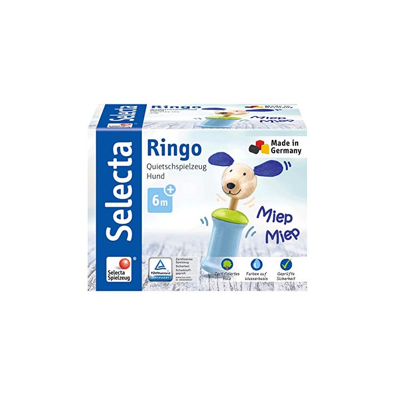 Selecta 61056 Ringo Squeaker Dog Toy, 12 cm, Multi-Coloured