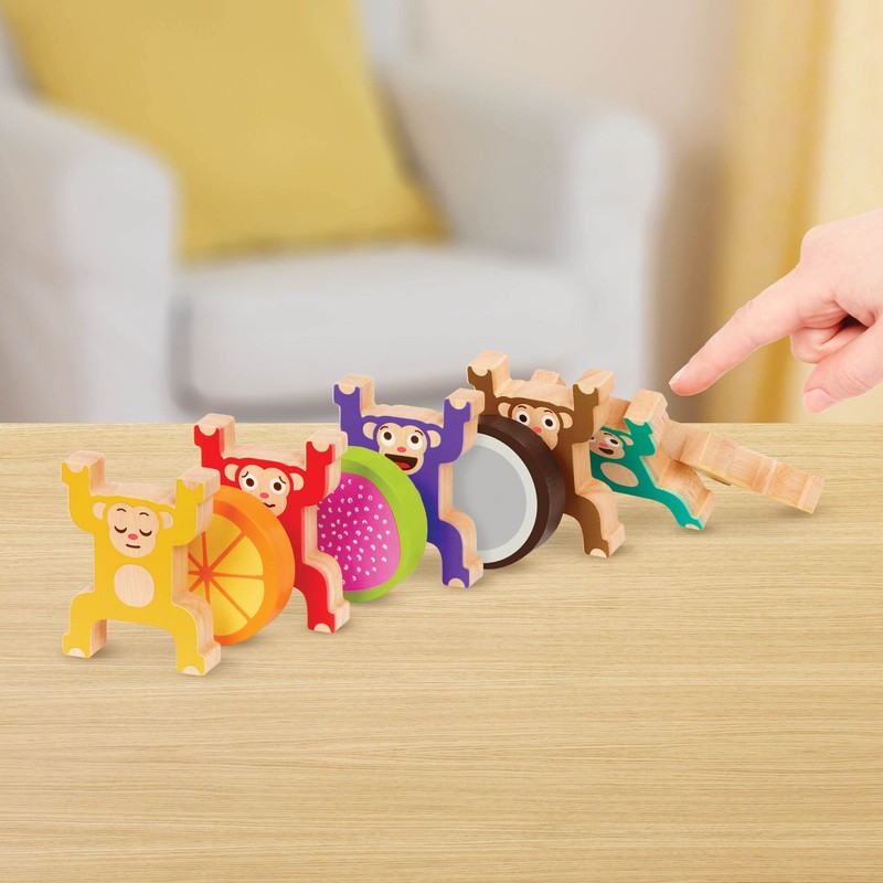 Battat Education – Stacking Toy for Kids – Wooden Monkeys