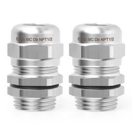 QCQIANG 2pcs NPT1/2" Stainless Steel Waterproof Cable Gland with Nut, Adjustable 8-12mm Cable Gland Protectors