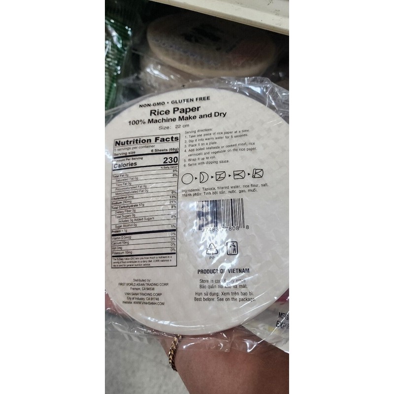 Three Ladies Spring Roll Rice Paper Wrappers, Round, 22cm, [Pack