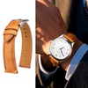 Gomvadr Quick Release Leather Watch Band, Tan/Silver Buckle, 22mm