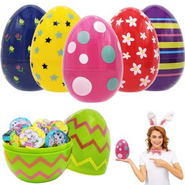 Chochkees Jumbo Painted Fillable Easter Eggs Colorful Plastic Easter Eggs, Perfect for Easter Egg Hunt, Surprise Egg, Easter Hunt, Assorted Colors, 6" Giant Painted Fillable Easter Eggs (48-Pack)