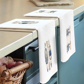 shiviody Coast House Kitchen Towels - Lake Paddles Dish Towels, Beach House Decor, Summer Boat Decorative Absorbent Dishcloths Hand Towels Set of 2 for Bathroom Farmhouse Decor 16x24 Inches