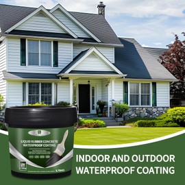 Concrete Foundation and Basement Sealant - Indoor & Outdoor Waterproof Coating, Easy to Apply to Concrete,Basements, Masonry, Garages,Durable Protection Against Cracks,Leaks, Black,1 Gallon