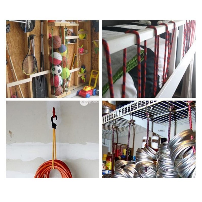 SOREIA Stretch Cord, Rubber Rope, Aluminum Alloy Hooks, Ends Hooks,