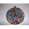 Quilted Pot Holders Hot Pads Roosters Chickens on Demim Blue