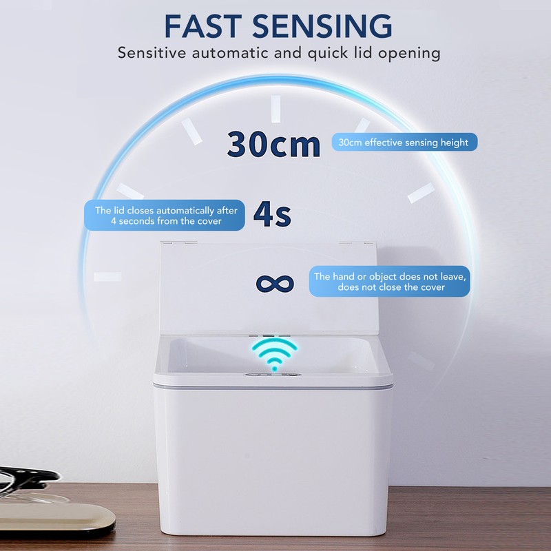 Automatic Garbage Can 4L Capacity USB Charging Folding Lids Automatic