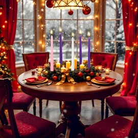 Advent Candle Set - 10 Pack of 10-Inch Taper Candles (2 Group of 3 Purple, 1 Pink and 1 White) for Christmas Advent Wreath, Unscented, Dripless, and Smokeless