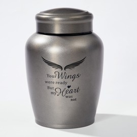 LINES ARTE Urnas para cenizas adultas machos/hembra, hechas a mano grandes urnas para cenizas humanas de hasta 200 libras con alas de ángel, urnas decorativas únicas de cremación blancas para cenizas adultas