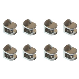 Wall Mounted Adjustable Shelf Brackets Shelf Clips Metal Clamps Holder Brushed Nickel for 6-10mm Glass Acrylic Wood (Set of 8)