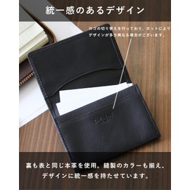 TAVARAT FLAT TAV-019 Business Card Holder, Genuine Leather - Navy -