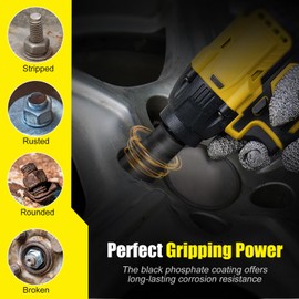 Topec 17PCS Lug Nut Extractor Set, 1/2" Drive Stripped Lug Nut Remover, Universal Locking Lug Nut Removal Tool, Heavy Duty Nut Extractor Socket Set for Damaged, Rounded Tire Bolts and Car Lug Nuts