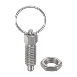 HARFINGTON Spring Plunger with Pull Ring M8x1.25 Thread Size 0.63" Thread Length Pin Dia.5mm Round Head Stainless Steel Non-Locking Retractable Index Plunger for Industrial Equipment