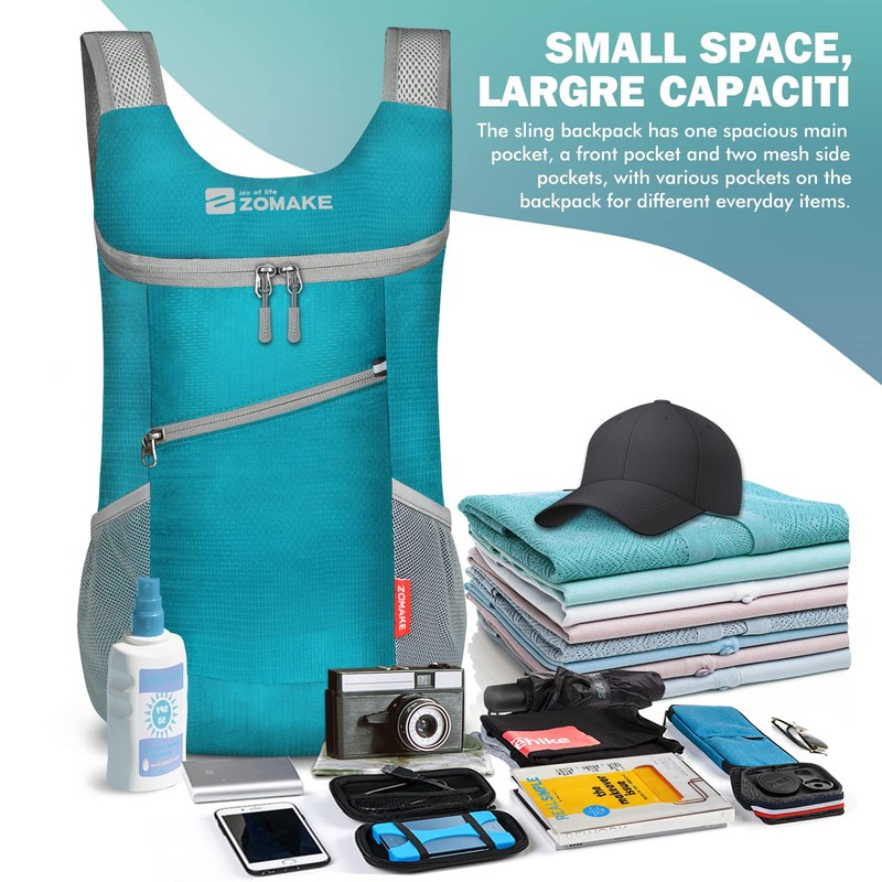 ZOMAKE Lightweight Packable Backpack 14L - Foldable Backpack Leger Sac