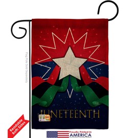 Historic Happy Juneteenth Day Burlap Garden Flag Set Wall Hanger Patriotic July Memorial Veteran Independence United State American Small Gift Yard House Banner Double-Sided Made In USA 13 X 18.5
