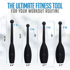 Logest Mace Exercise Club - Heavy Duty Plastic Indian Clubs Available in 1 LB and 2 LB Set 3LB Set 4LB Set of 2 Perfect for Strength Training Rehabilitation Improves Grip Full Body Workout Mace Clubs