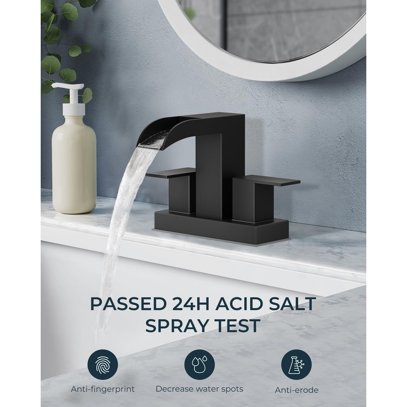 FORIOUS Square Black Bathroom Faucets for 2 Hole or 3