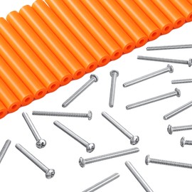 Hotop 48 Pieces Electrical Outlet Spacers Extender Kit Includes 24 pcs 3 Inch Switch and 24 1-1/2 Inch 6-32 Thread Flat Head Device Mounting Extra Long Electrical Outlet Screws (Orange)