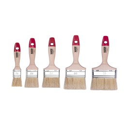 HARDY WORKING TOOLS Flat brush set, 5 pieces, 1 piece - 25, 35, 50, 60, 75 mm width, painter's brush set with wooden handle, paint brush series *36*, 5pcs, brush set A0285-060100