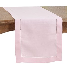 SARO LIFESTYLE Rochester Collection Table Runner with Hemstitched Border, 16"x90", Pink