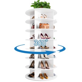 Decomax Decomax 7-Tier Rotating Shoe Rack Tower - 360 Free Standing Spinning Shoes Organizer, Vertical Spinning Shoe Display Lazy Susan, Closet Shoe Cabinet Rack Fits 28 Pairs of Shoes Bags Plants