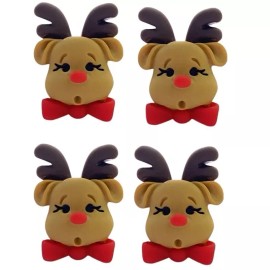 Shelly's Buttons and More Rudolph (4 pcs) - Shelly's Buttons - Reindeer / Christmas - Craft Scrap Sewing