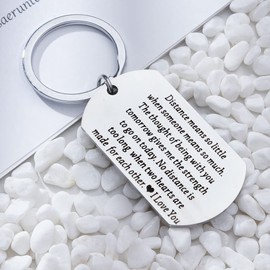 Long Distance Relationship Gifts Keychain for Boyfriend Girlfriend Distance Means So Little When Someone Means So Much Keyrings for Husband Wife Anniversary Christmas Presents