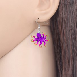 BAMAY Acrylic Cute Cartoon Octopus Earrings Squid Dangle Sea Life Jewellery Gifts for Women Charms Decor, Acrylic, No Gemstone