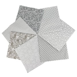 7 Premium Cotton Fabric Squares 25x25cm, Pre-Cut Plain Craft Fabric for Quilting, Patchwork & Home Decor, Soft Eco-Friendly Sewing Material (Grey)