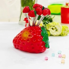 Appetizer Forks | Fruit Dessert Forks Heart Strawberry Shape | Reusable Stainless Steel Picks Table Centerpieces, Desk Decor Appetizer Cocktail Charcuterie