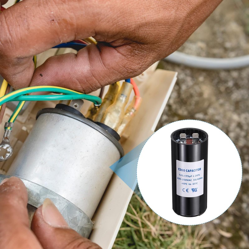 sourcing map CD60 Capacitor 145-175 UF/Mfd, 220-250 VAC CD60 Run