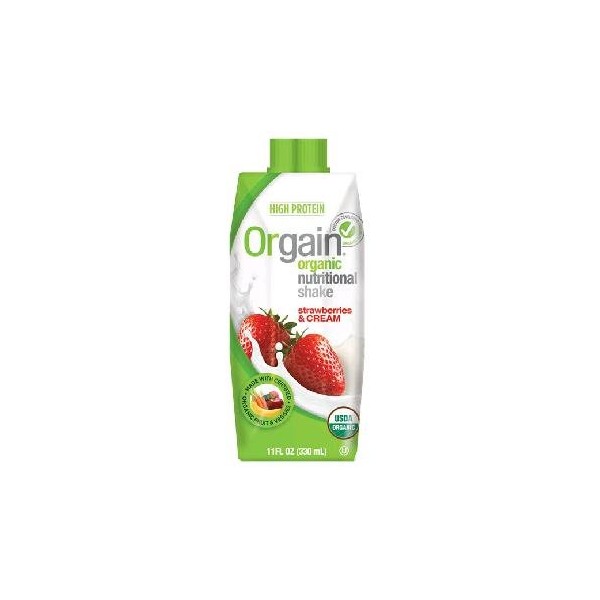 Organic Nutritional Shake Strawberry & Cream 4-Pack 11 Ounces (Case of 3)