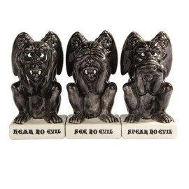 Pacific Giftware Gothic Gargoyles See Hear Speak no Evil Salt Pepper Shakers & Toothpick Holder