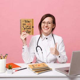 Yeaqee 100 Pcs Employee Appreciation Gifts and Church Christian Gifts Set Include 50 Pcs Spiral Notebooks 50 Pcs Employee Bible Pens for Adults Party Favors(Nurse)