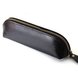 Pen Case, Genuine Leather, 15 Pieces, Chuck, Soft Leather, Sewing, Slim, Pencil Case, Lightweight, Tochigi Leather, Large Capacity, Stylish, Triangular, Stationery, Cute, Easy to Put In and Take Out