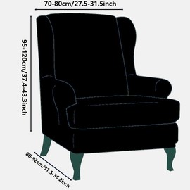 2 Piece Stretch Wingback Chair Cover Jacquard Wing Chairs Slipcover, Anti Slip Stylish Furniture Protector, Washable Armchair Cover for Living Room Fabric with Elastic Bottom (Black, 2)