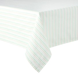 Martha Stewart Daisy Stripe Cotton Polyester Rectangle Tablecloth Single Pack, Green, 60"x84"