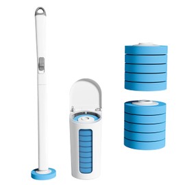 CQT Disposable Toilet Bowl Brush with Toilet Wand 10 Refill Heads, Toilet Bowl Cleaner Wands,Toilet Cleaning System Starter Kit(Wand+10 Refills)