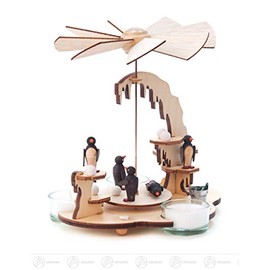 Tea Light Pyramid with Penguins Natural