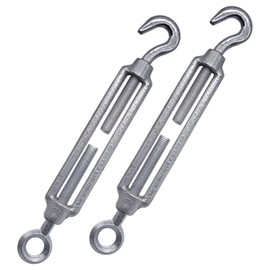 (Pack of 2) Turnbuckle Wire Tensioner M12 Adjustable Turnbuckles Hook and Eye Rope Tension (Pack of 2, M12)