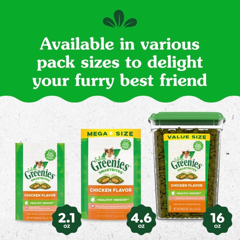 Greenies Smartbites Indoor Cat Treats – Chicken Flavor – 2.1